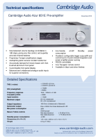 Cambridge Audio Azur 851E - Technical Specifications 